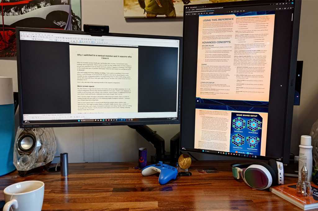 Dual Monitor Setup With Horizontal Monitor On The Left And Vertical Monitor On The Right 1.jpg