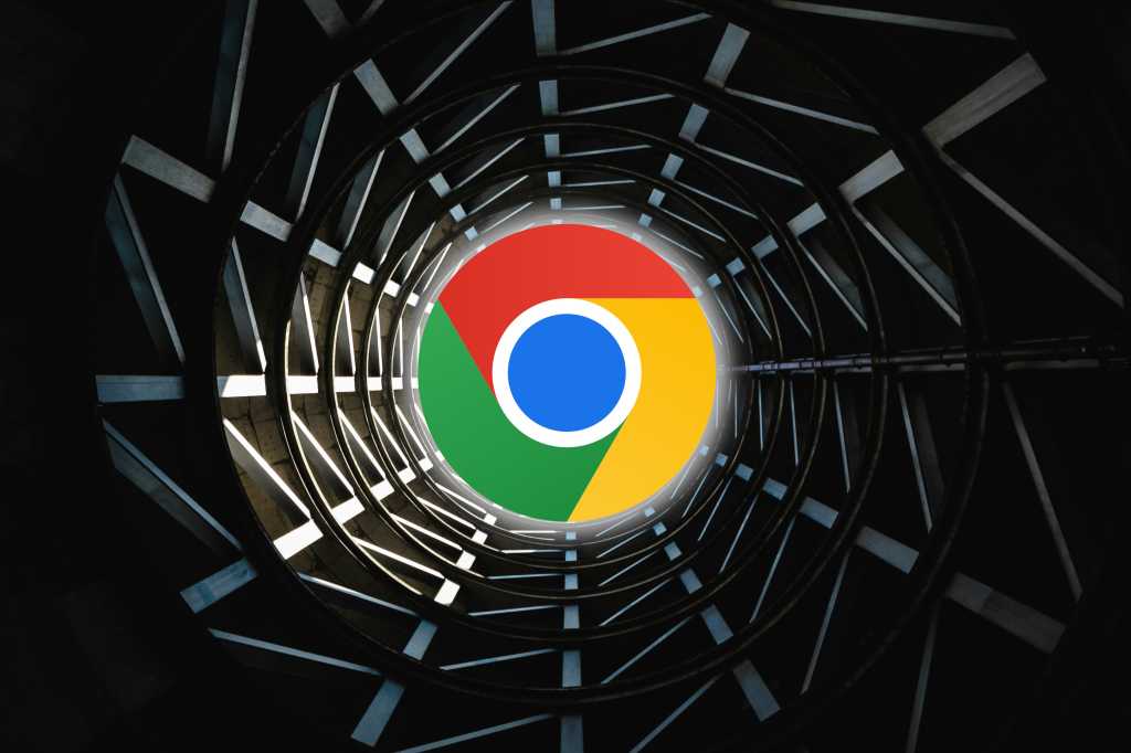 Google Chrome Logo In The Center Of An Abstract Architectural Spiral.jpg