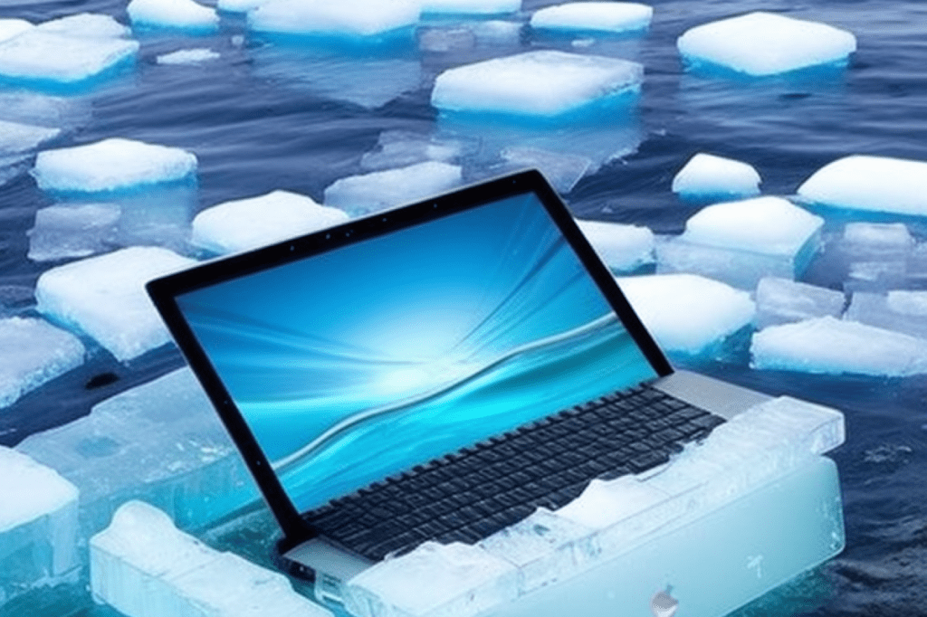 746507864 a laptop encased in a block of ice floating in the ocean cms primary.png