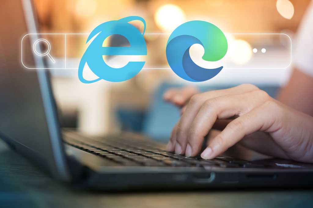 Microsoft internet explorer 11 ie11 microsoft edge browser search bar overlays laptop and user hands.jpeg