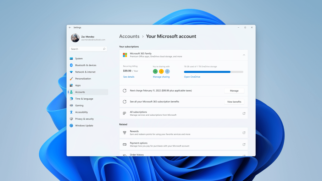Msaccount settings page.png